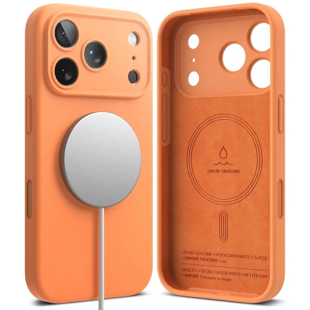 Чехол Ringke Silicone Magnetic для iPhone 17 Pro Max Tangerine with MagSafe (8800328810464) - изображение 2