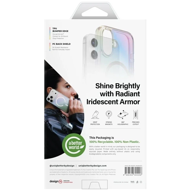 Чохол Uniq Iridescia для iPhone 17 Holo Quartz with MagSafe (UNIQ-IP6.3(2025)-IRDMHQTZ) - Фото 7 Чохол Uniq Iridescia для iPhone 17 Holo Quartz with MagSafe (UNIQ-IP6.3(2025)-IRDMHQTZ) - зображення 7