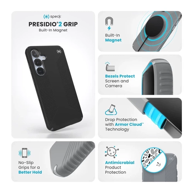 Чехол Speck Presidio2 Grip Magnet для Samsung Galaxy S25 Plus (S936) Black Slate Grey with MagSafe (150878-3205) - изображение 7