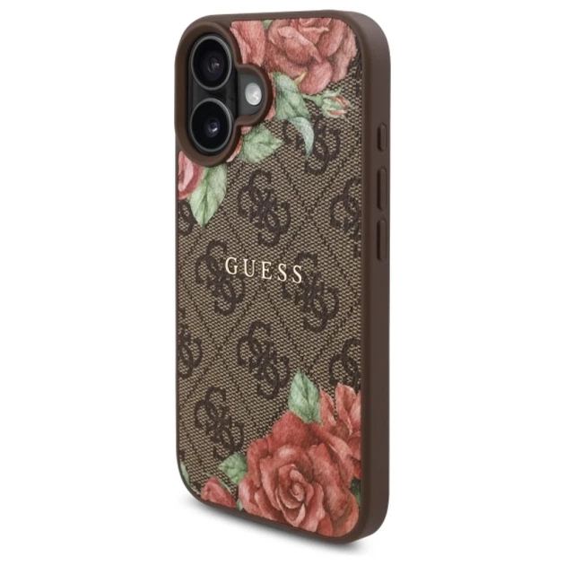 Чохол Guess 4G Flowers Print для iPhone 16 Brown with MagSafe (GUHMP16SP4ROPEMCW) - зображення 2