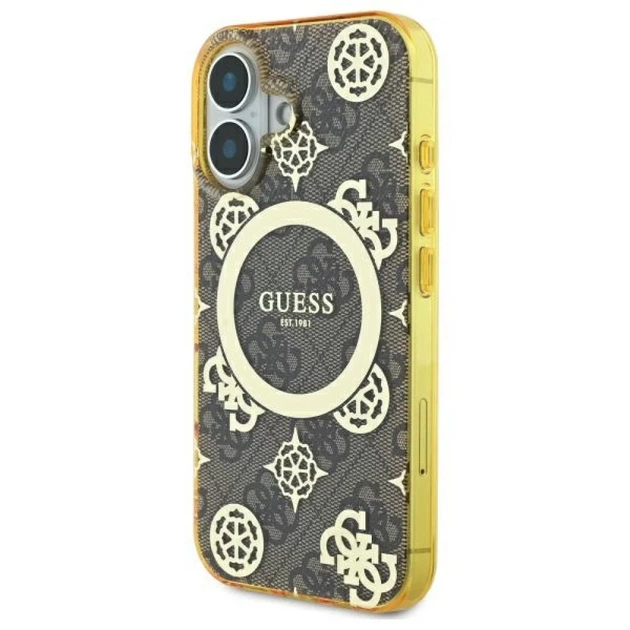 Чохол Guess IML Peony On 4G Background для iPhone 16 Brown with MagSafe (GUHMP16SH4PYEEW) - зображення 2