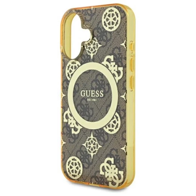 Чохол Guess IML Peony On 4G Background для iPhone 16 Brown with MagSafe (GUHMP16SH4PYEEW) - зображення 6