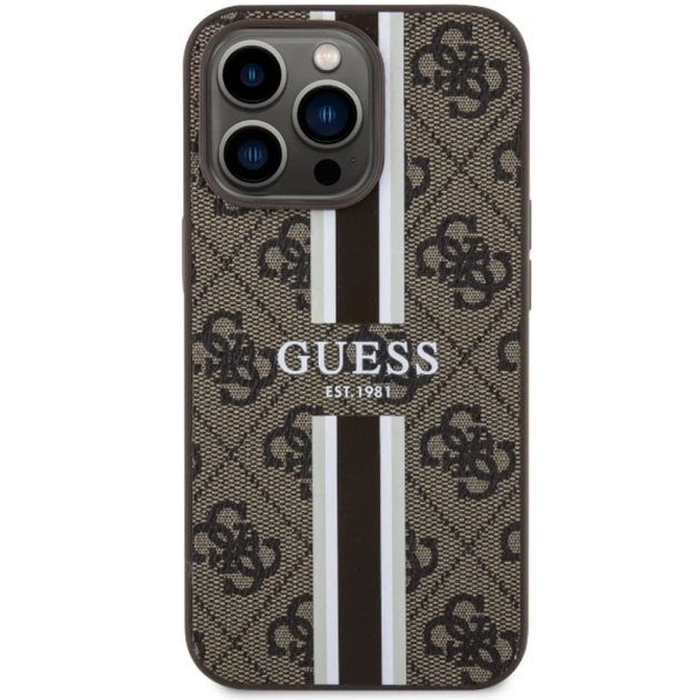 Чохол Guess 4G Printed Stripes для iPhone 13 Pro Brown with MagSafe (GUHMP13LP4RPSW) - зображення 3