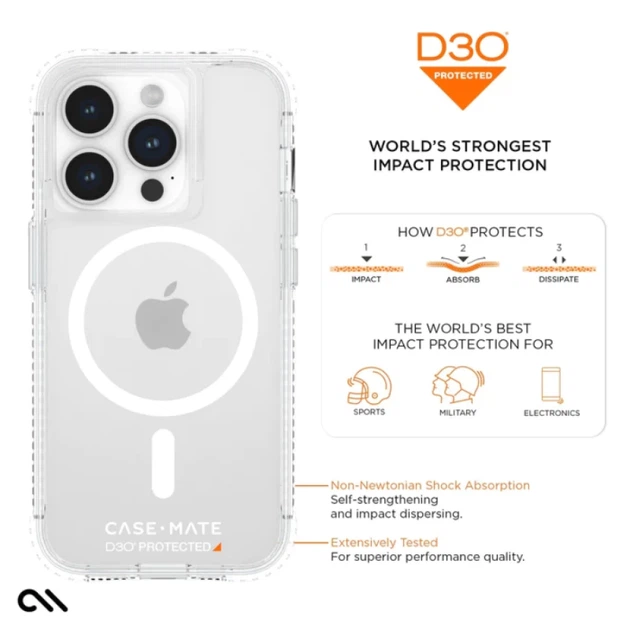 Чехол Case-Mate Ultra Tough D3O Clear для iPhone 15 Pro Clear with MagSafe (CM051486) - Фото 9 Чехол Case-Mate Ultra Tough D3O Clear для iPhone 15 Pro Clear with MagSafe (CM051486) - изображение 9