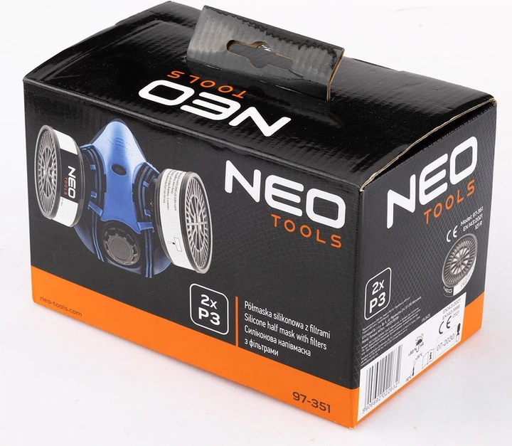 Півмаска силіконова NEO Tools з 2 фільтрами P3 97-351 (5906692022632) - зображення 2