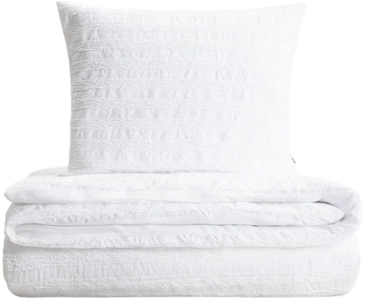 Komplet pościeli Homla Reya Poszewka na kołdrę 220 x 200 cm + 2 poszewki na poduszki 50 x 60 cm z mikrofibry z dekoracyjną teksturą biały (5906496767418) - obraz 1