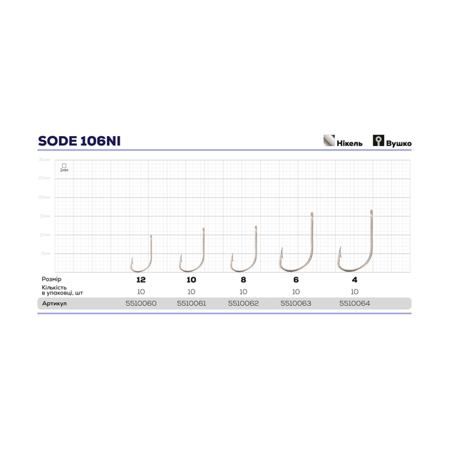 Крючок ZEOX Sode 106NI №4(10шт) - Фото 2 Крючок ZEOX Sode 106NI №4(10шт) - изображение 2