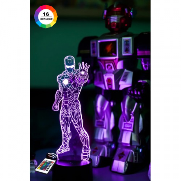 3D ночник подарочная ночная LED лампа светодиодный светильник Железный человек 1 с пультом ДУ 16 цветов адаптером на usb батарейках из акрила для дома спальни детской оригинальный романтический подарок парню мужу 3DTOYSLAMP - Фото 1 3D ночник подарочная ночная LED лампа светодиодный светильник Железный человек 1 с пультом ДУ 16 цветов адаптером на usb батарейках из акрила для дома спальни детской оригинальный романтический подарок парню мужу 3DTOYSLAMP - изображение 1