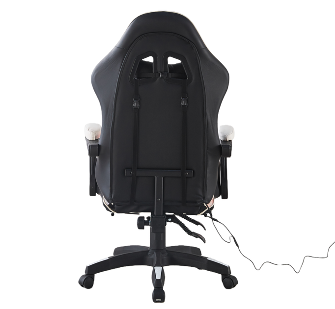 Кресло геймерское Bonro B-144 белое с RGB подсветкой и функцией массажа с пультом (125-76-42401048) - Фото 4 Кресло геймерское Bonro B-144 белое с RGB подсветкой и функцией массажа с пультом (125-76-42401048) - изображение 4