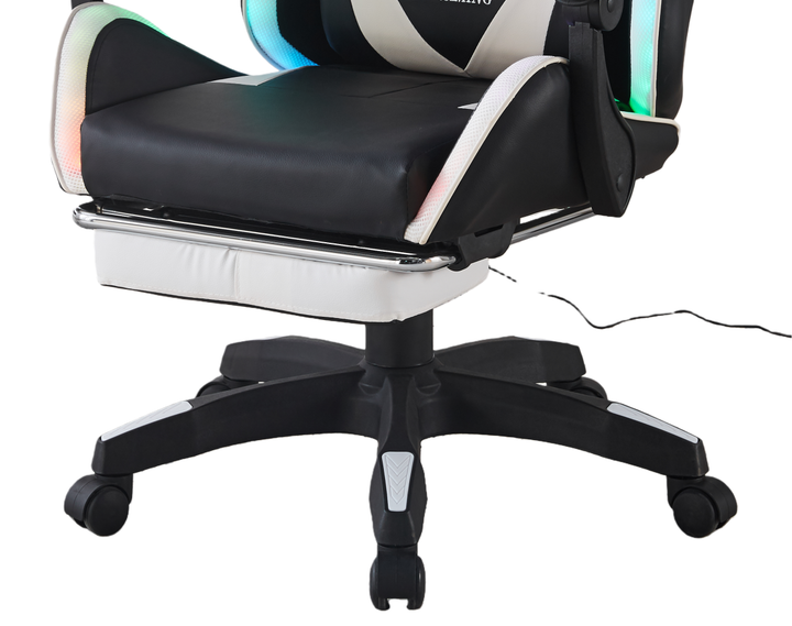 Кресло геймерское Bonro B-144 белое с RGB подсветкой и функцией массажа с пультом (125-76-42401048) - Фото 6 Кресло геймерское Bonro B-144 белое с RGB подсветкой и функцией массажа с пультом (125-76-42401048) - изображение 6