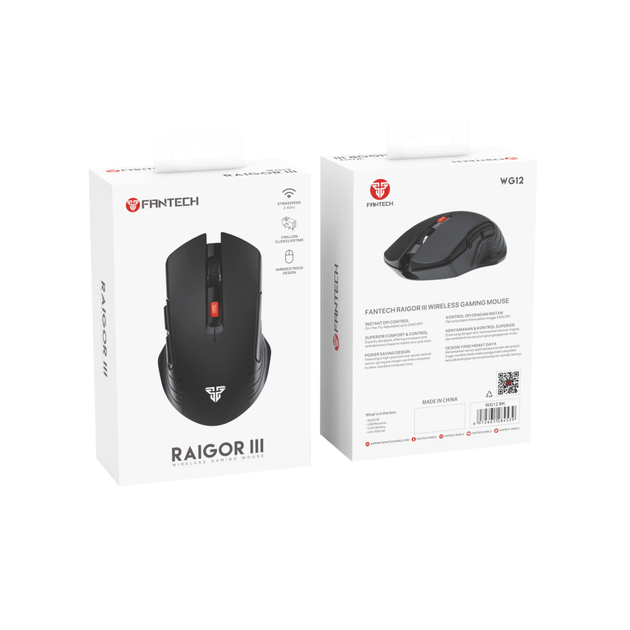 Бездротова ігрова комп'ютерна миша Fantech WG12 Raigor III з чутливістю від 800 до 2000DPI, на частоті 2.4GHz Black - зображення 6