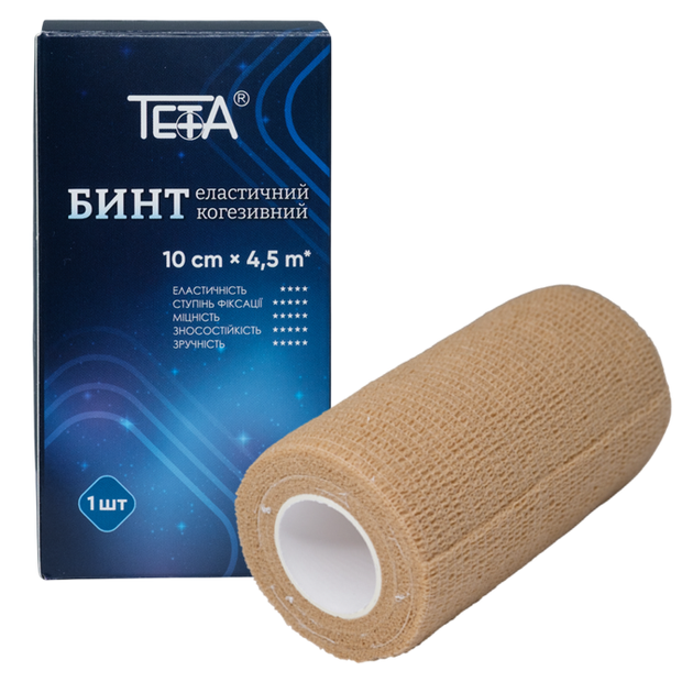 Бинт когезивный Teta® эластичный, коричневый 10cm * 4,5m - Фото 1 Бинт когезивный Teta® эластичный, коричневый 10cm * 4,5m - изображение 1