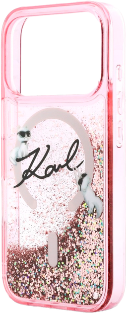 Etui Karl Lagerfeld Liquid Glitter Karl Script Logo MagSafe do Apple iPhone 17 Pro Pink (3666339608132) - obraz 6