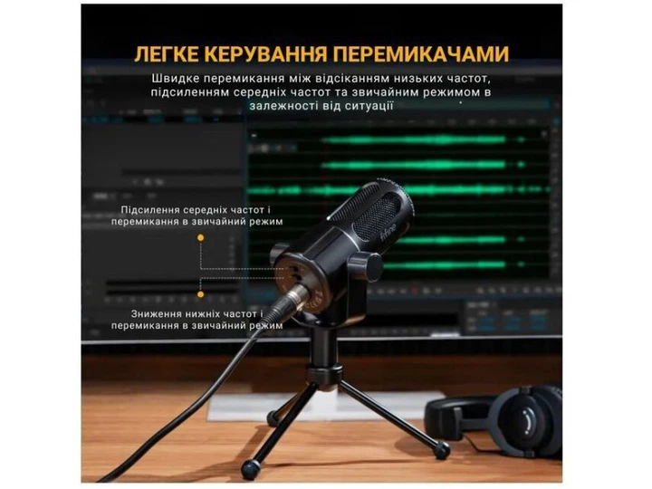 Мікрофон для ПК/ для стрімінгу, підкастів Fifine Tank1 XLR Black - зображення 8