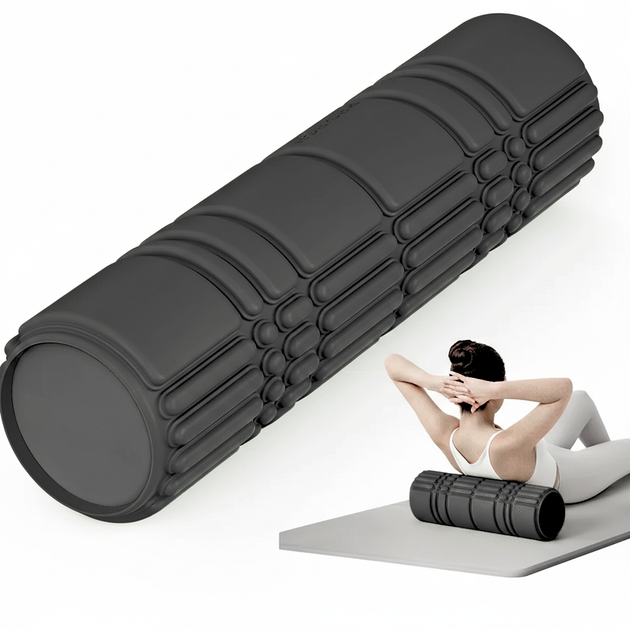 Массажный ролик WCG K3 Premium Foam Roller 42 см, черный, 3D рельеф, EVA, до 200 кг - Фото 1 Массажный ролик WCG K3 Premium Foam Roller 42 см, черный, 3D рельеф, EVA, до 200 кг - изображение 1