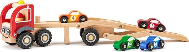 Ciężarówka z wyścigówkami Woodyland drewniana 90790 (8591864907908) - obraz 3