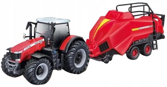 Traktor Bburago Massey Ferguson 8740S z balownicą 31667 (4893993316670) - obraz 2