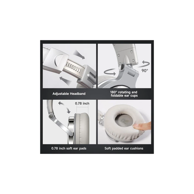 Наушники OneOdio Pro 10 3,5мм/6,35мм Silver (Pro 10 Silver) - Фото 5 Наушники OneOdio Pro 10 3,5мм/6,35мм Silver (Pro 10 Silver) - изображение 5