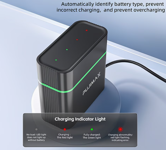 Аккумуляторные батарейки AA в зарядном боксе 4255mWh Li-Ion 1.5v пальчиковые аккумуляторы с зарядкой кейс Pujimax 4шт - изображение 3
