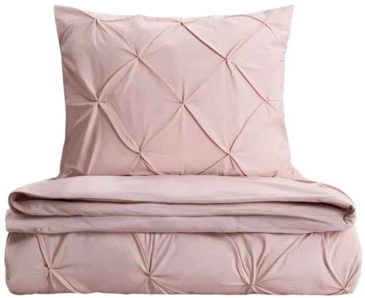 Komplet pościeli Homla Aurea Poszewka na pościel 160 x 200 cm + 2 poszewki na poduszki 50x60 cm z perkal z dekoracyjnym pikowaniem różowy (5906496768798) - obraz 1