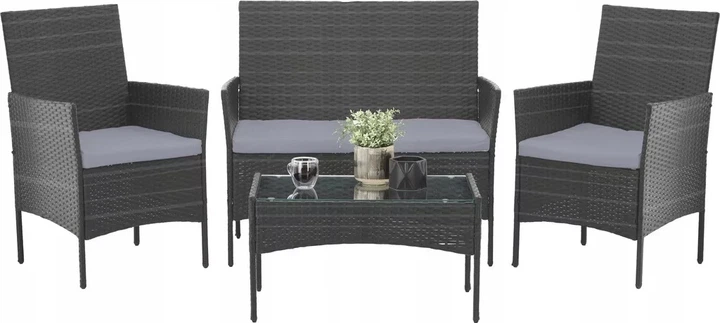 Комплект садових меблів Gardenline Reno Gray: Диван, 2 крісла та столик (Сірий) - Фото 2 Комплект садових меблів Gardenline Reno Gray: Диван, 2 крісла та столик (Сірий) - зображення 2