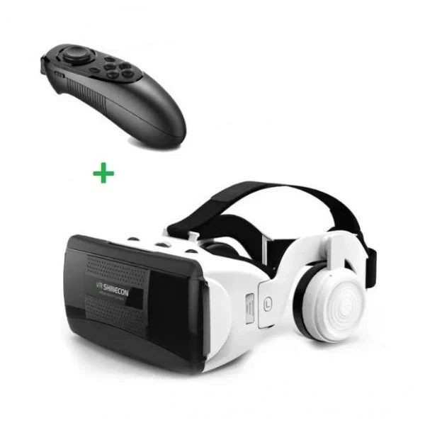 VR очки Shinecon SC-G06EB+ с геймпадом Mocute 052 – гарнитура виртуальной реальности со встроенными Bluetooth наушниками - изображение 2