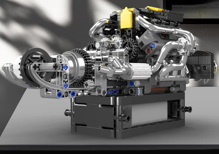 Конструктор двигатель и коробка Turbocharged PAG V8 761 деталей Mould King Mking Engine 10207 - изображение 4