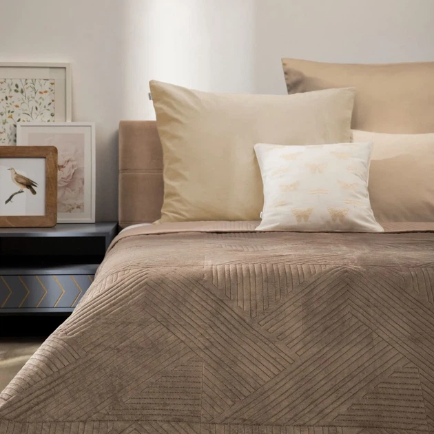 Покривало Homla Aurum вельветове з прошиванням золоте 220 x 240 см (5906496745577) - зображення 3