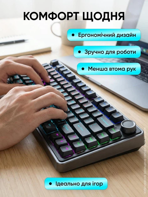Клавиатура игровая механическая с подсветкой автоматическое отключение геймерская для компьютера ПК телефона планшета ноутбука английская раскладка Aula - изображение 6
