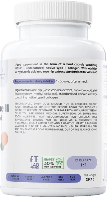 Колаген Osavi типу II з гіалуроновою кислотою та екстрактом шипшини 60 капсул (5904139924631) - зображення 3