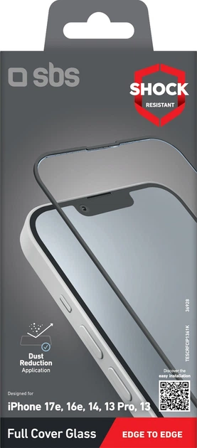 Захисне скло SBS Full Cover Glass для Apple iPhone 17e/16e/14/13 Pro/13 Black (TESCRFCIP1361K) - зображення 2