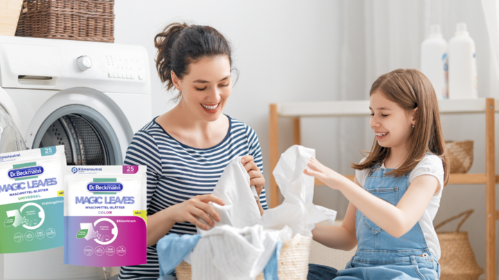 Еко-порошок у серветках для прання Dr. Beckmann MAGIC LEAVES Waschmittel-Blatter Universal Laundry detergent sheets, 25 шт - изображение 10