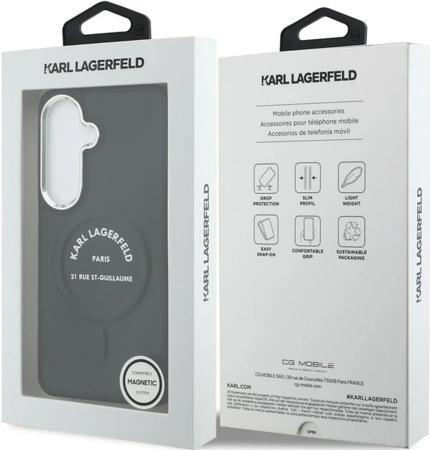 Etui plecki Karl Lagerfeld Embossed Ring RSG Logo MagSafe do Samsung Galaxy S26 Czarne (3666339612252) - obraz 4