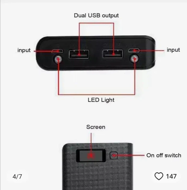 Корпус для повербанка 8×18650 с контроллером, LCD и фонариком (до ~25000 mAh) Черный - Фото 5 Корпус для повербанка 8×18650 с контроллером, LCD и фонариком (до ~25000 mAh) Черный - изображение 5