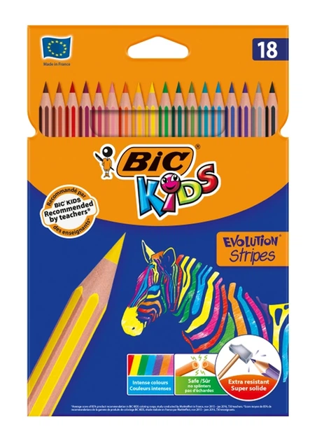 Олівці кольорові BIC Evolution Stripes 18 кольорів bc950524 - Фото 1 Олівці кольорові BIC Evolution Stripes 18 кольорів bc950524 - изображение 1