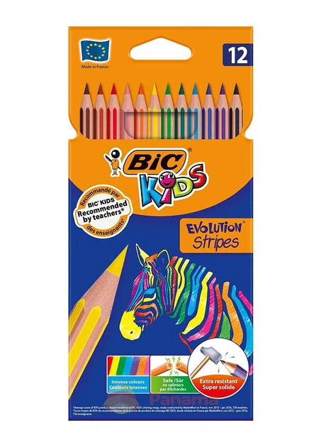 Олівці кольорові BIC evolution stripes 12 кольорів bc9505222 - Фото 1 Олівці кольорові BIC evolution stripes 12 кольорів bc9505222 - зображення 1