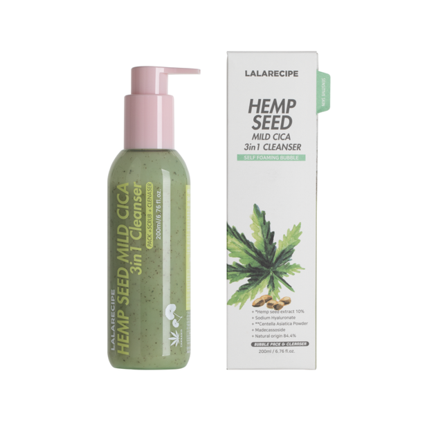 Пінка для вмивання з центелою та насінням коноплі LALARECIPE Hemp Seed Mild Cica 3in1 Cleanser 200 мл - зображення 2