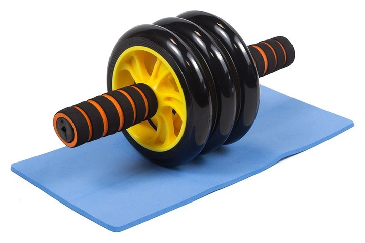 Ролик для пресу EasyFit з килимком Жовтий (3 колеса) (EFIT_EF-1353-Y) - Фото 1 Ролик для пресу EasyFit з килимком Жовтий (3 колеса) (EFIT_EF-1353-Y) - изображение 1