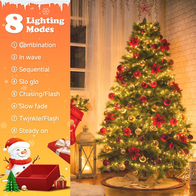 Гірлянда Avoalre LED 50 м 2000 LED теплий білий, 8 режимів, IP44, для дому та вулиці, новорічна декоративна - зображення 4