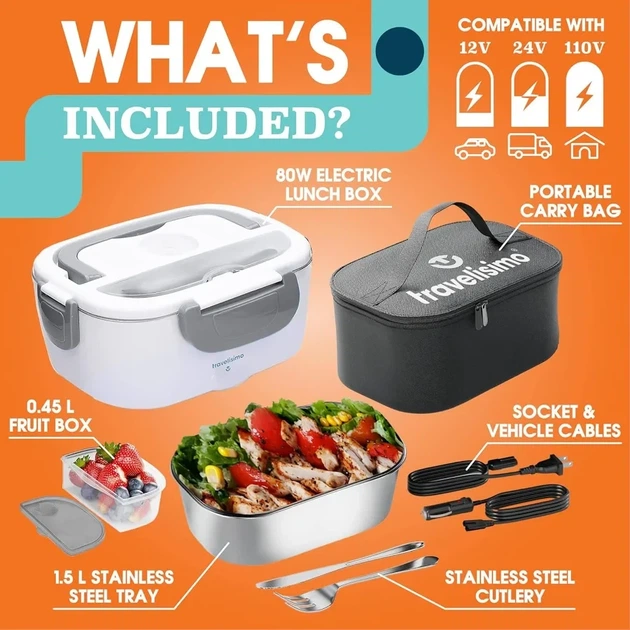 Електричний ланчбокс Travelisimo Electric Lunch Box Bari Black – портативний підігрівач їжі - Фото 3 Електричний ланчбокс Travelisimo Electric Lunch Box Bari Black – портативний підігрівач їжі - зображення 3