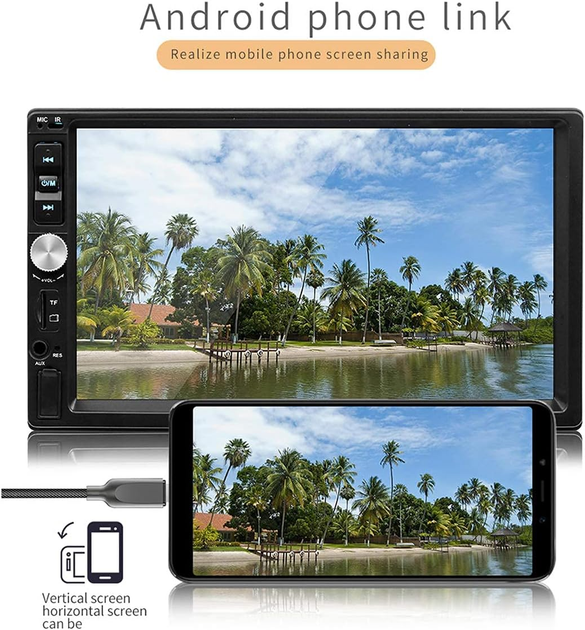 Автомагнитола 7" MP5 Full HD 1080P, Bluetooth, USB, AUX, CarPlay, Android Auto + камера заднего вида - изображение 3