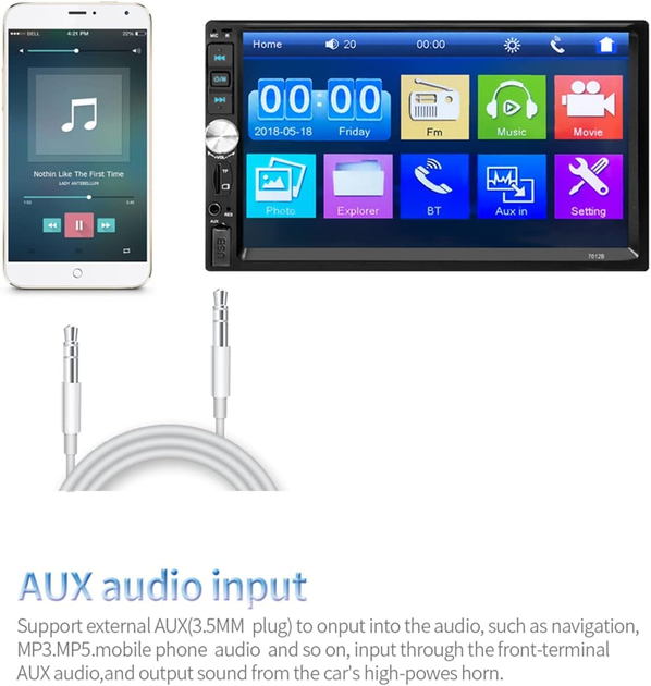 Автомагнитола 7" MP5 Full HD 1080P, Bluetooth, USB, AUX, CarPlay, Android Auto + камера заднего вида - изображение 4