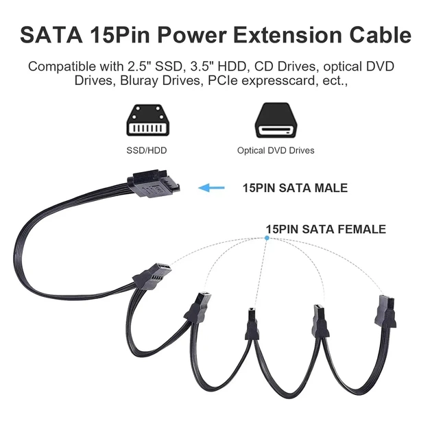Переходник sata to 5 x sata, разветвитель питания SATA - изображение 2