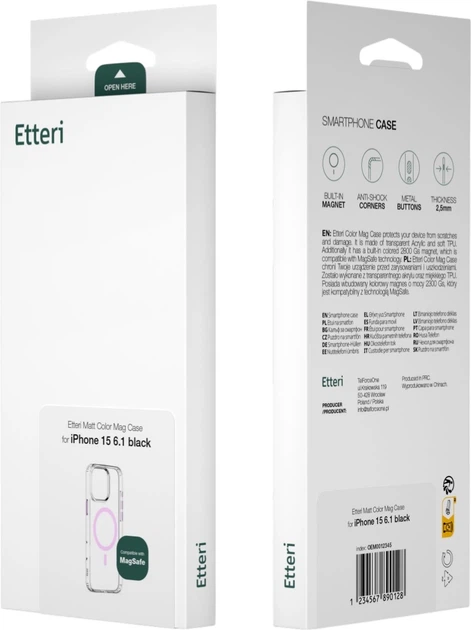 Панель Etteri Color Mag для Apple iPhone 15 Pink/Transparent (5906961964496) - зображення 5