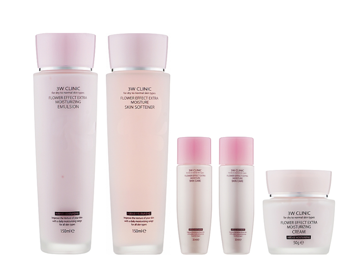 Набір косметики для обличчя 3W Clinic Flower Effect Extra Moisturizing 3 Kit Set 3 шт (8809317282992) - Фото 3 Набір косметики для обличчя 3W Clinic Flower Effect Extra Moisturizing 3 Kit Set 3 шт (8809317282992) - зображення 3