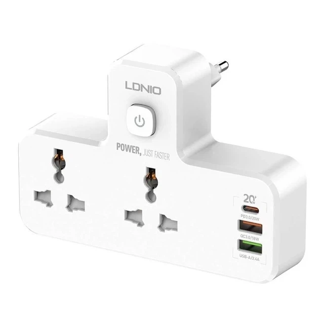 Мережевий перехідник із нічником 20Вт 2USB 1Type-C 2 розетки 100-250V білий LDNIO SC2311 - Фото 4 Мережевий перехідник із нічником 20Вт 2USB 1Type-C 2 розетки 100-250V білий LDNIO SC2311 - зображення 4