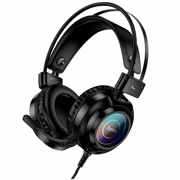 Ігрові навушники Hoco W110 Resource 50мм 2м USB 3.5mm чорний з RGB підсвічуванням для ігор - Фото 1 Ігрові навушники Hoco W110 Resource 50мм 2м USB 3.5mm чорний з RGB підсвічуванням для ігор - зображення 1