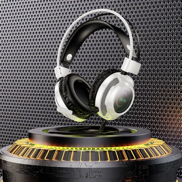 Ігрові навушники Hoco W110 Resource 50мм 2м USB 3.5mm чорний з RGB підсвічуванням для ігор - Фото 8 Ігрові навушники Hoco W110 Resource 50мм 2м USB 3.5mm чорний з RGB підсвічуванням для ігор - зображення 8