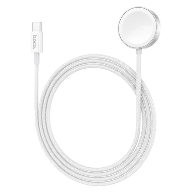 Бездротовий зарядний пристрій Hoco CW59 2.5W Type-C білий для Apple Watch та Samsung Galaxy Watch - зображення 3