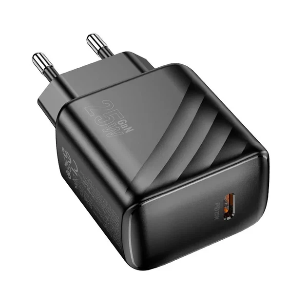 Мережевий зарядний пристрій Hoco CS24A 25Вт Type-C 1USB-C 100-240В чорний для швидкого заряджання гаджетів - Фото 7 Мережевий зарядний пристрій Hoco CS24A 25Вт Type-C 1USB-C 100-240В чорний для швидкого заряджання гаджетів - зображення 7